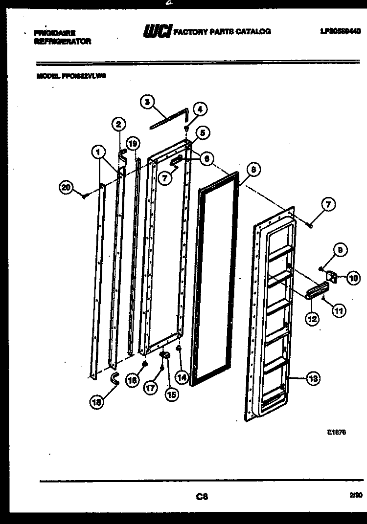 FREEZER DOOR PARTS Diagram and Parts List for FPCIS22VLA0  Frigidaire Refrigerator