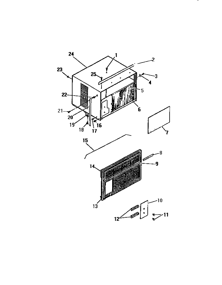 CABINET, FRONT (`AAA` CABINET MODEL Diagram and Parts List for A4LCC2  Frigidaire Air Conditioner