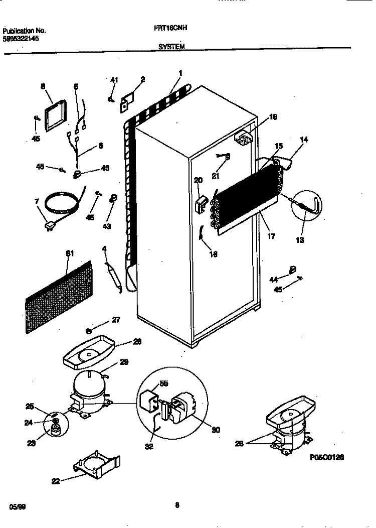 SYSTEM Diagram and Parts List for FRT16CNHD0  Frigidaire Refrigerator