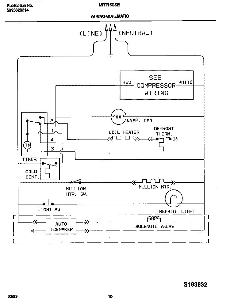 WIRING DIAGRAM Diagram and Parts List for MRT15CSEDB  Frigidaire Refrigerator