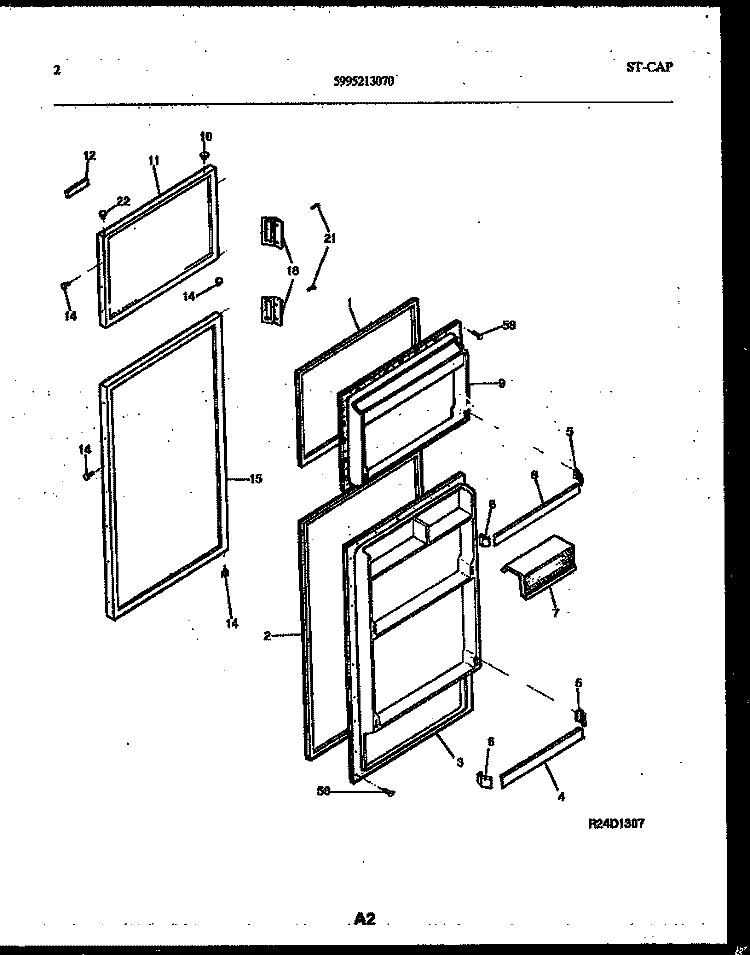 DOOR PARTS Diagram and Parts List for RT185NCW0  Frigidaire Refrigerator
