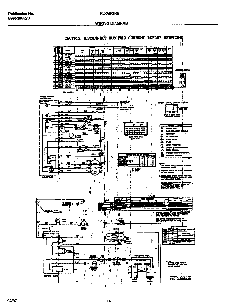 WIRING Diagram and Parts List for FLXG52RBT3  Frigidaire Washer Dryer Combo