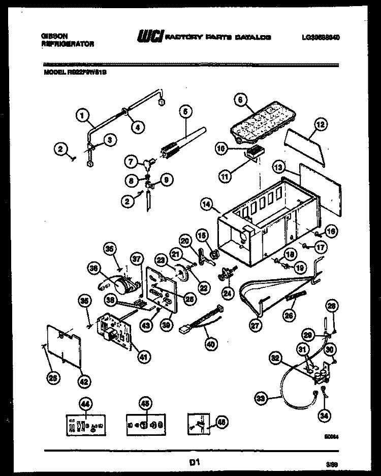 ICE MAKER PARTS Diagram and Parts List for RS22F9WS1B  Gibson Refrigerator