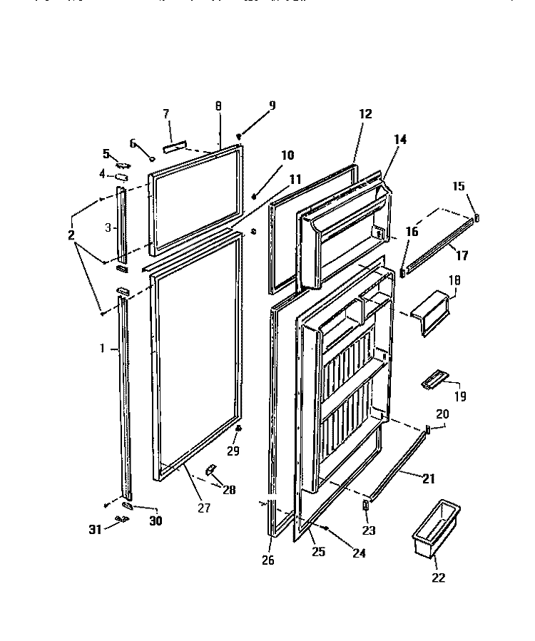 DOOR Diagram and Parts List for RT190GCF4  Frigidaire Refrigerator