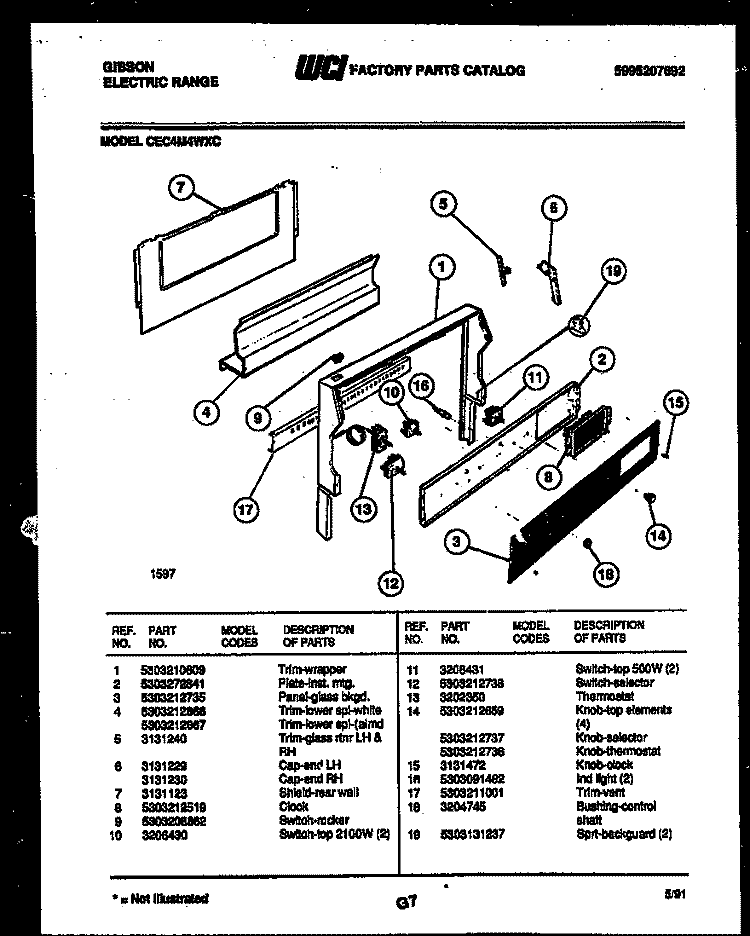 BACKGUARD Diagram and Parts List for CEC4M4WXC  Gibson Range