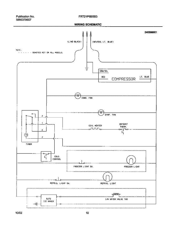 WIRING SCHEMATIC Diagram and Parts List for FRT21P6BSB3  Frigidaire Refrigerator