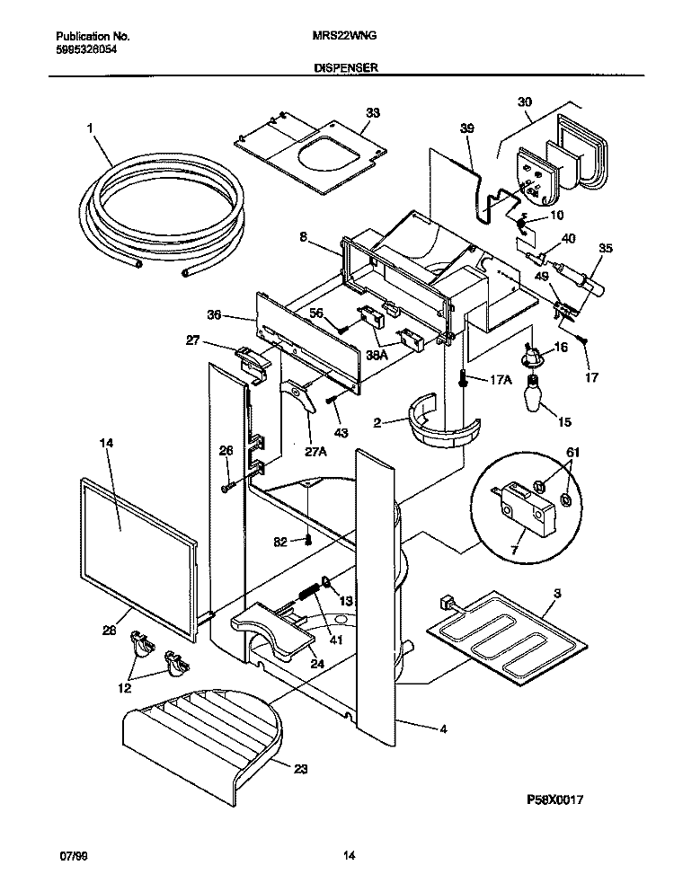 ICE AND WATER DISP Diagram and Parts List for MRS22WNGD3  Frigidaire Refrigerator