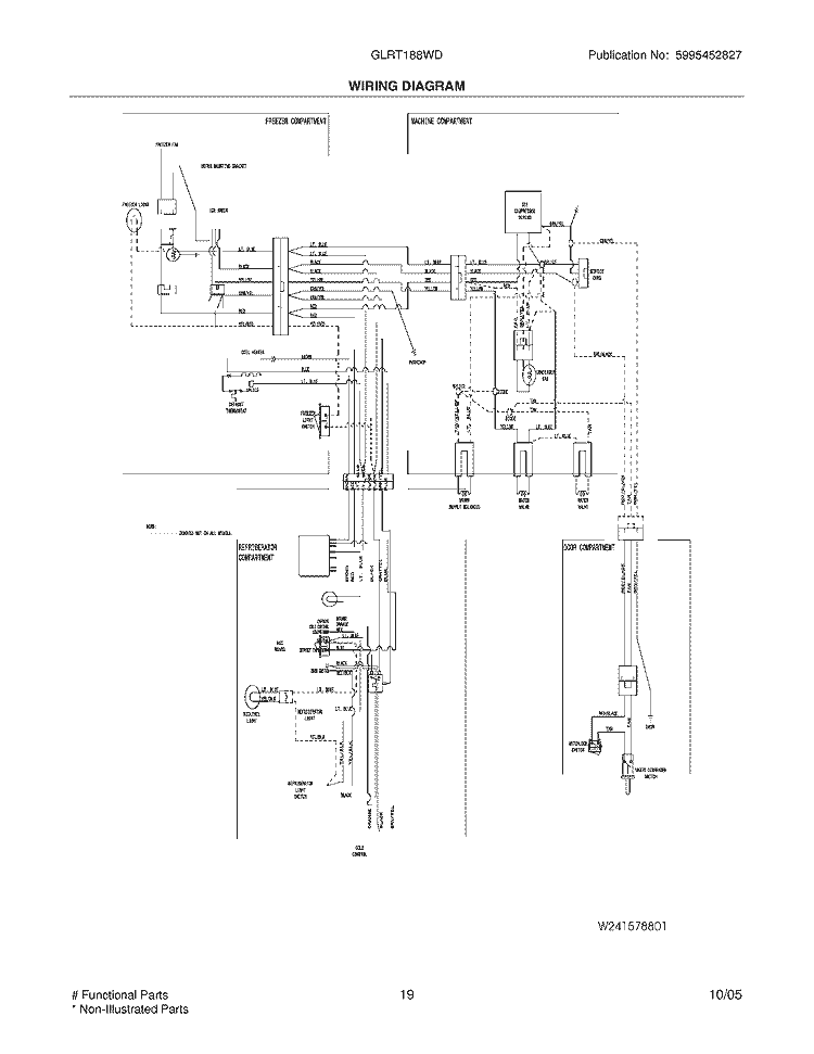 WIRING DIAGRAM Diagram and Parts List for GLRT188WDLA  Frigidaire Refrigerator