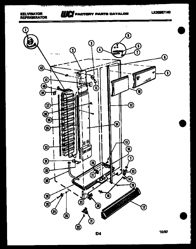 CABINET PARTS Diagram and Parts List for FSK190EN1V  Kelvinator Refrigerator