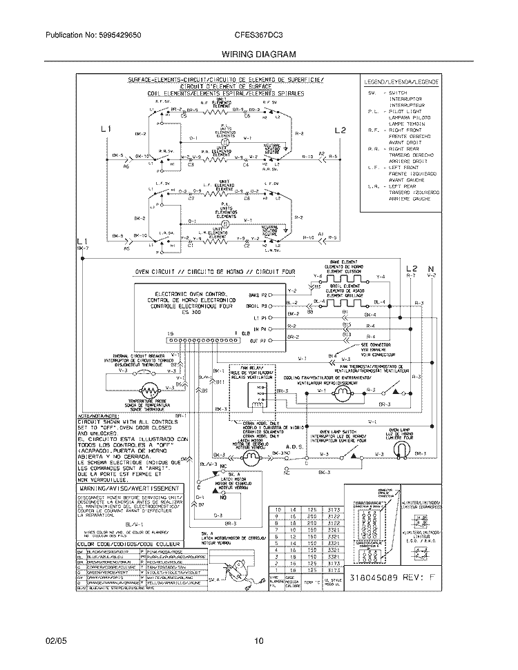 WIRING DIAGRAM Diagram and Parts List for CFES367DC3  Frigidaire Wall Oven