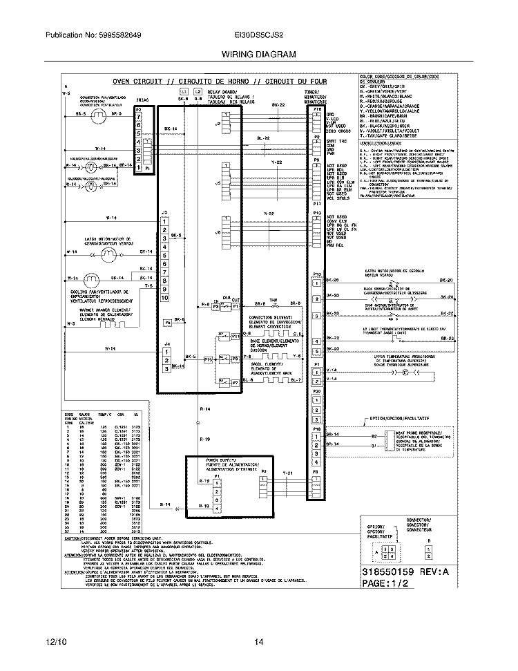 WIRING DIAGRAM Diagram and Parts List for EI30DS5CJS2  Electrolux Range