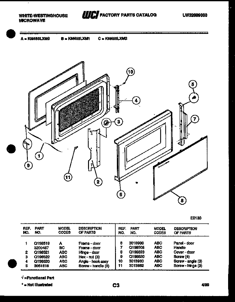 POWER CONTROL Diagram and Parts List for KM485LXMD2  Frigidaire Microwave
