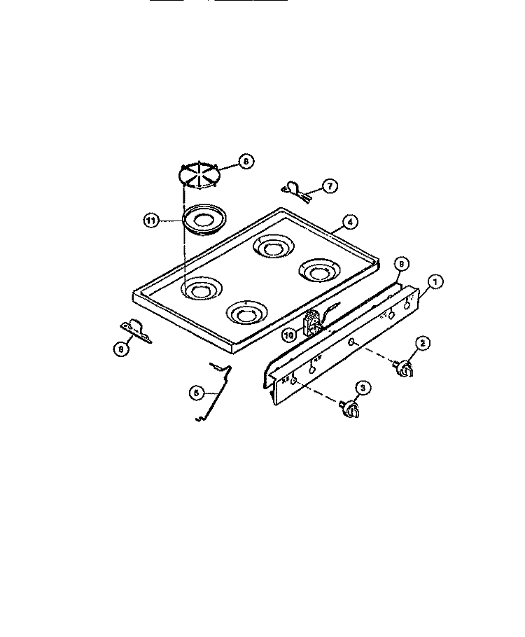 COOKTOP Diagram and Parts List for CGC4M6DXD  Gibson Range
