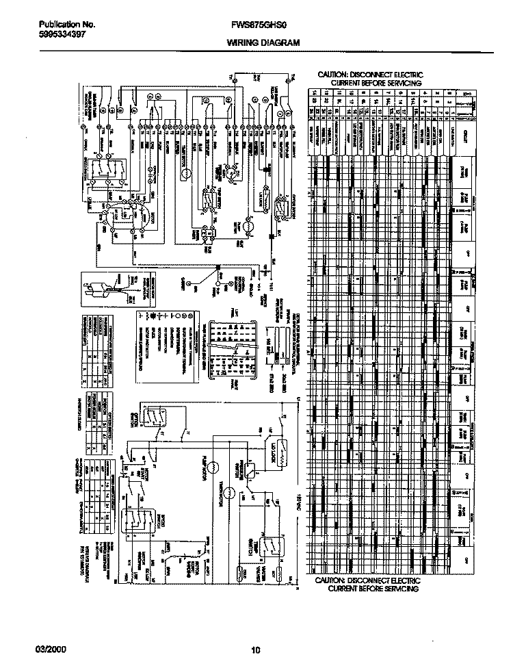 131898700 WIRING DIAGRAM Diagram and Parts List for FWS875GHS0  Frigidaire Washer