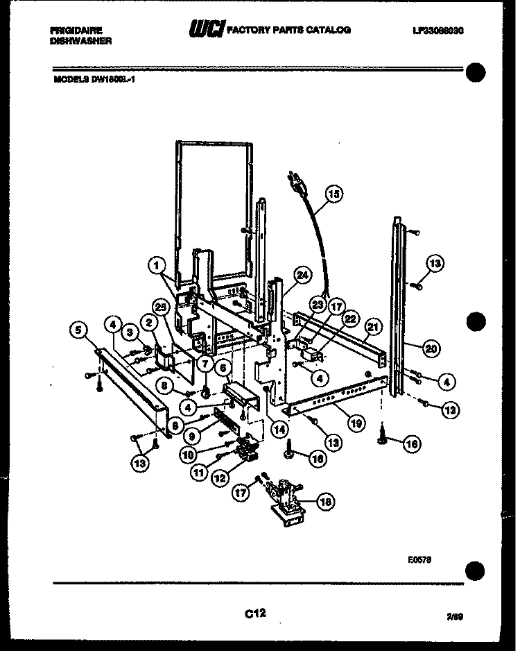 POWER DRY AND MOTOR PARTS Diagram and Parts List for DW1800LL-1  Frigidaire Dishwasher