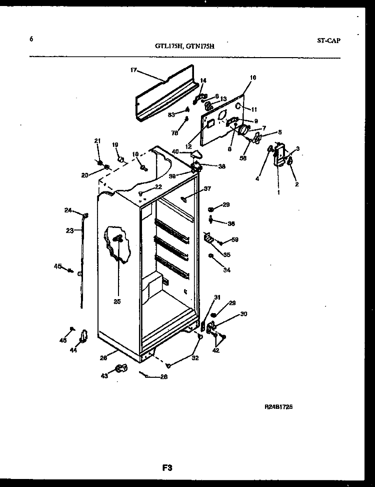 CABINET PARTS Diagram and Parts List for GTL175HH4  Frigidaire Refrigerator