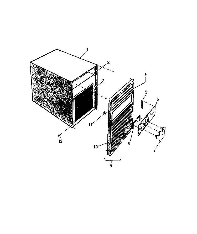 CABINET, FRONT (`SLIDER` MODEL) Diagram and Parts List for A13MUD2  Frigidaire Air Conditioner