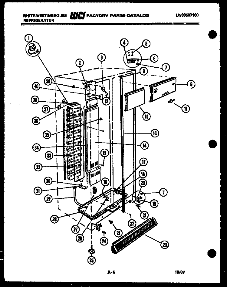 CABINET PARTS Diagram and Parts List for RS192GCF4  Frigidaire Refrigerator
