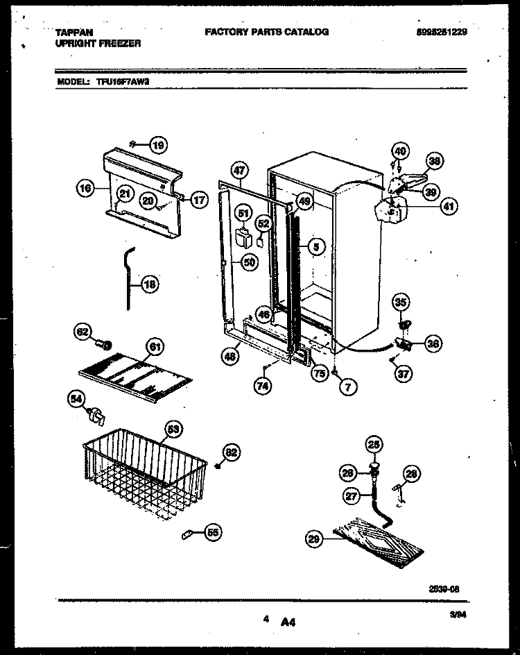 CABINET PARTS Diagram and Parts List for TFU16F7AW3  Tappan Freezer