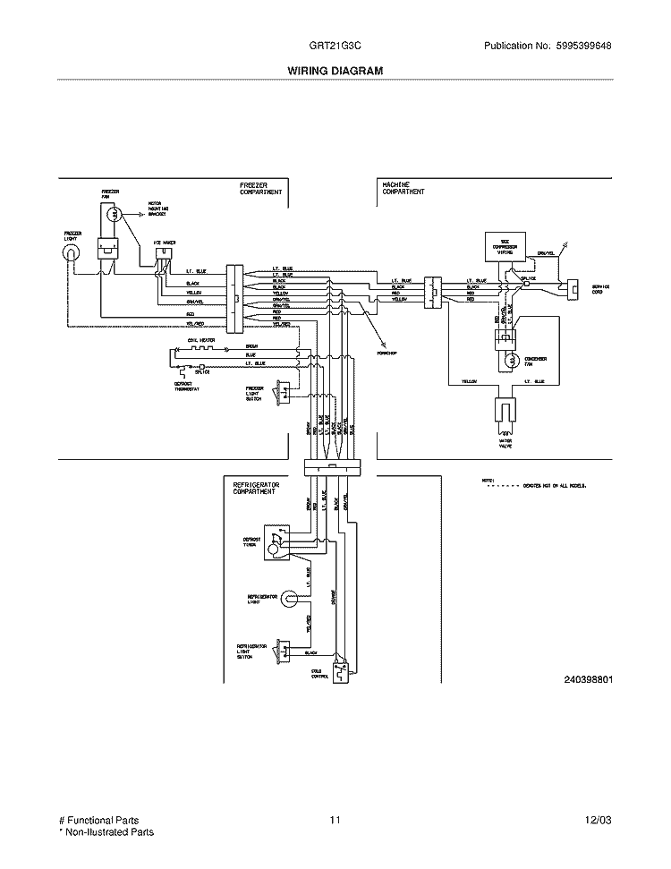 WIRING DIAGRAM Diagram and Parts List for GRT21G3CQ2  Gibson Refrigerator