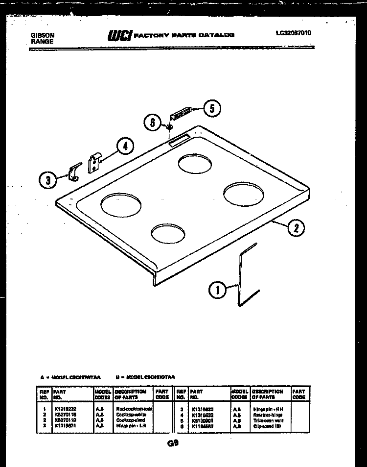 COOKTOP PARTS Diagram and Parts List for CEC4S7DTAA  Gibson Range