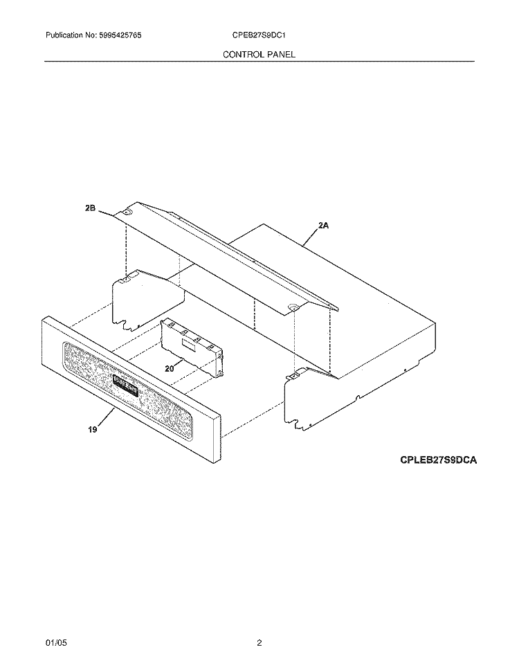 CONTROL PANEL Diagram and Parts List for CPEB27S9DC1  Frigidaire Wall Oven