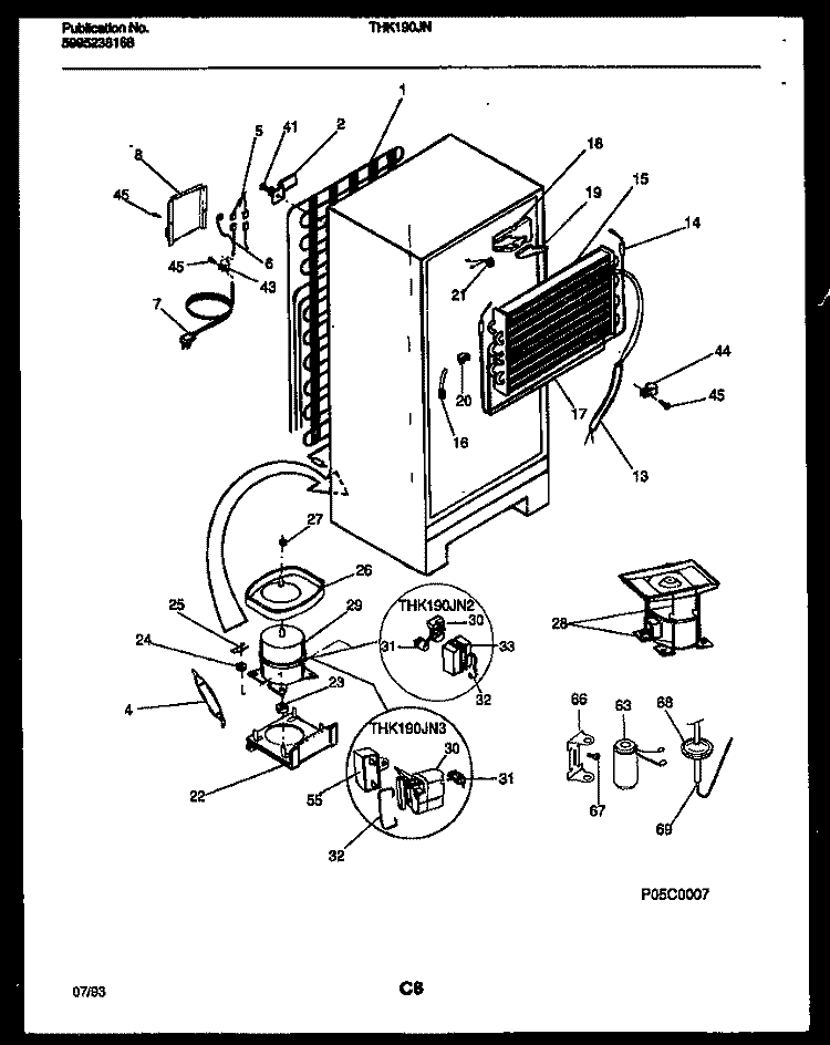 SYSTEM AND AUTOMATIC DEFROST PARTS Diagram and Parts List for THK190JN2W  Kelvinator Refrigerator