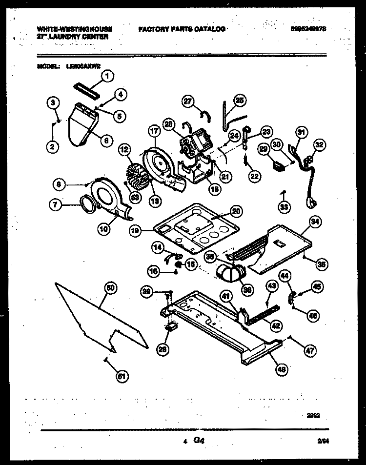 MOTOR AND BLOWER PARTS Diagram and Parts List for LE600AXW2  Frigidaire Washer Dryer Combo