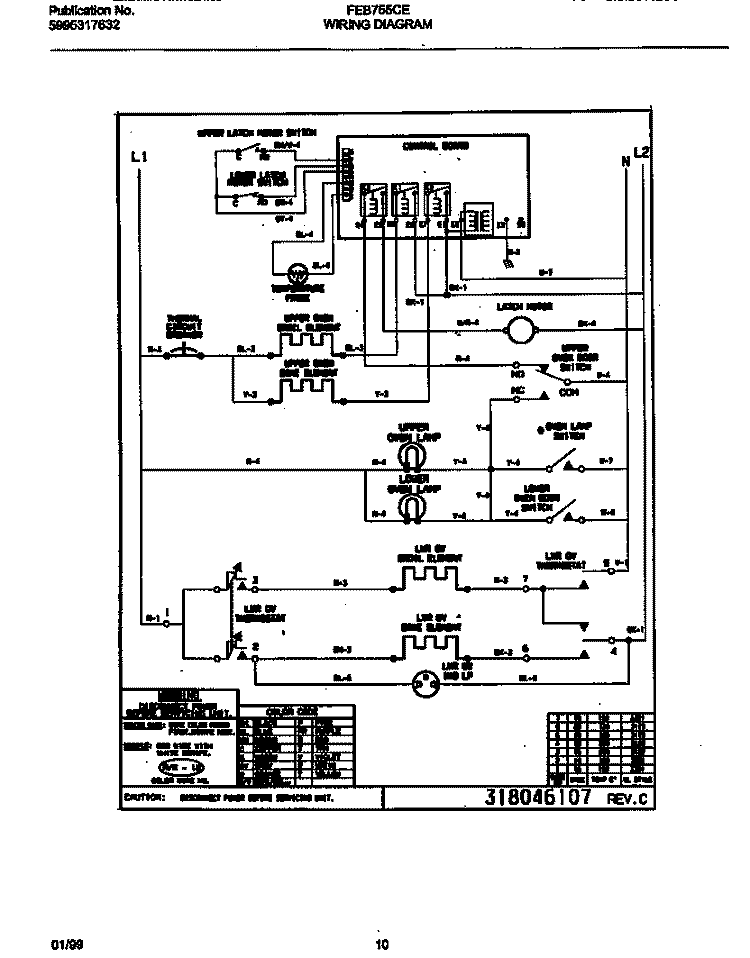 WIRING DIAGRAM Diagram and Parts List for FEB755CESF  Frigidaire Wall Oven