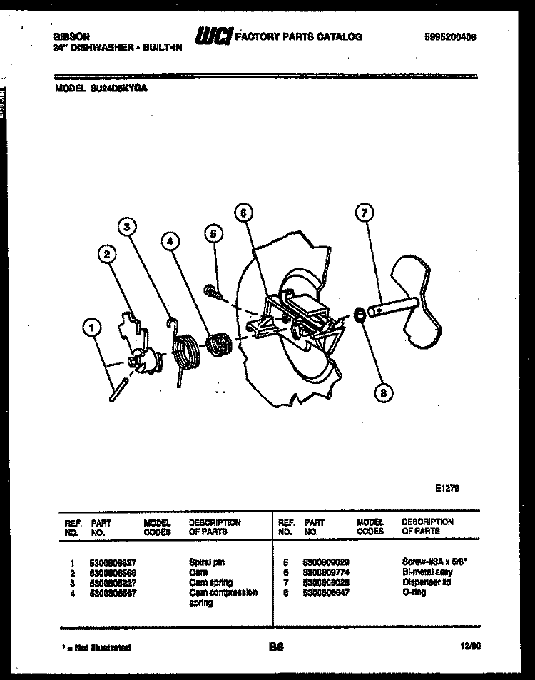 CAM Diagram and Parts List for SU24D5KYGA  Gibson Dishwasher