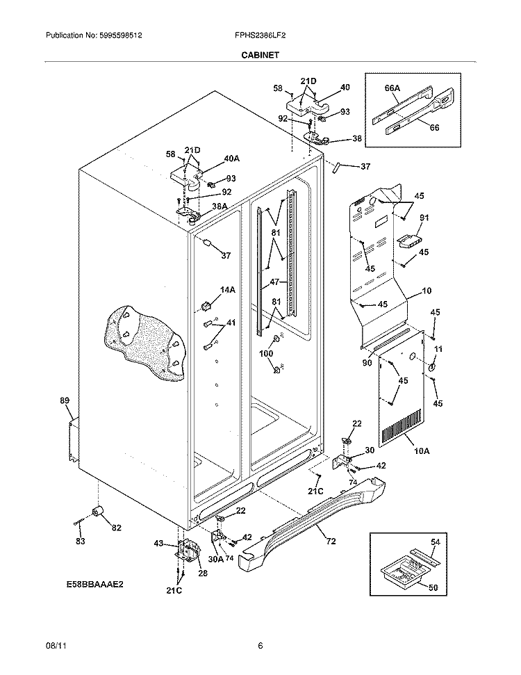 CABINET Diagram and Parts List for FPHS2386LF2  Frigidaire Refrigerator