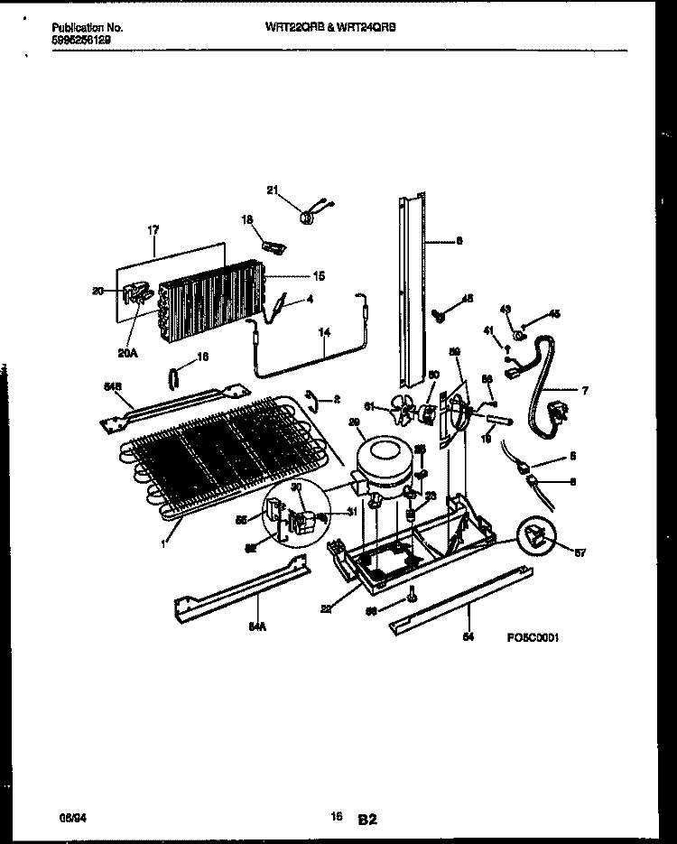 SYSTEM AND AUTOMATIC DEFROST PARTS Diagram and Parts List for WRT22QRBW0  Frigidaire Refrigerator