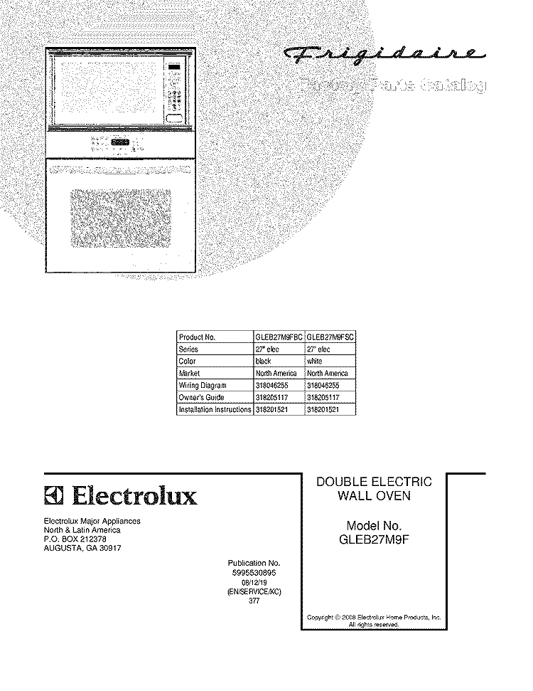 COVER Diagram and Parts List for GLEB27M9FSC  Frigidaire Microwave Oven Combo