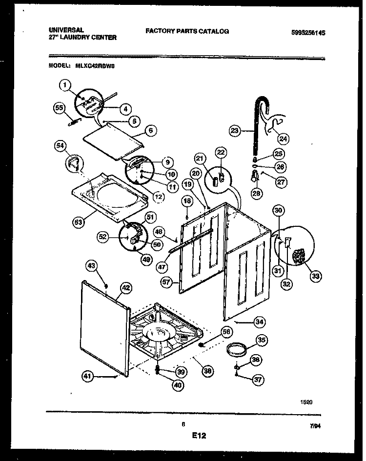 CABINET PARTS Diagram and Parts List for MLXG42RBW0  Tappan Washer Dryer Combo