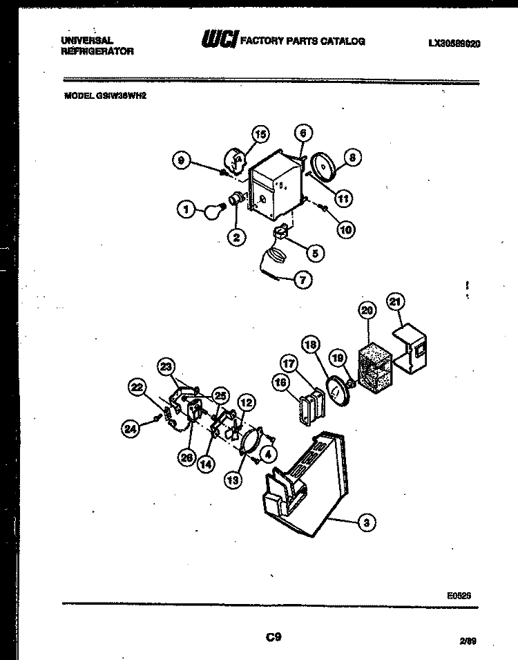REFRIGERATOR CONTROL ASSEMBLY, DAMP Diagram and Parts List for GSIW36WHW2  Frigidaire Refrigerator
