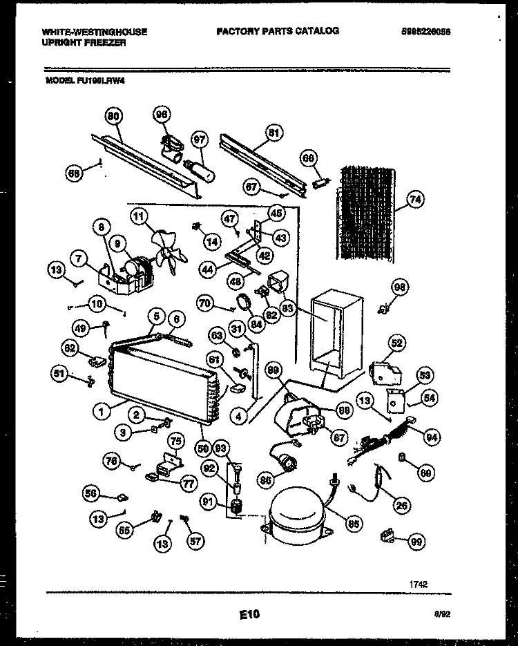 SYSTEM AND ELECTRICAL PARTS Diagram and Parts List for FU199LRW4  Frigidaire Freezer