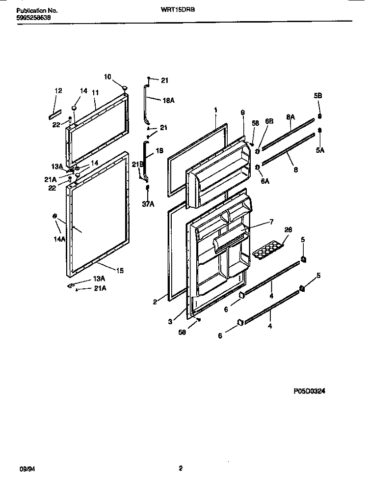 DOOR SECTION Diagram and Parts List for WRT15DRBD1  Frigidaire Refrigerator