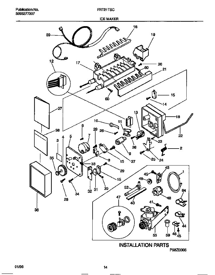 ICE MAKER Diagram and Parts List for FRT21TSCD1  Frigidaire Refrigerator