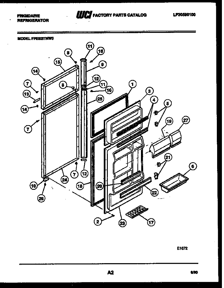 DOOR PARTS Diagram and Parts List for FPES21TNA0  Frigidaire Refrigerator