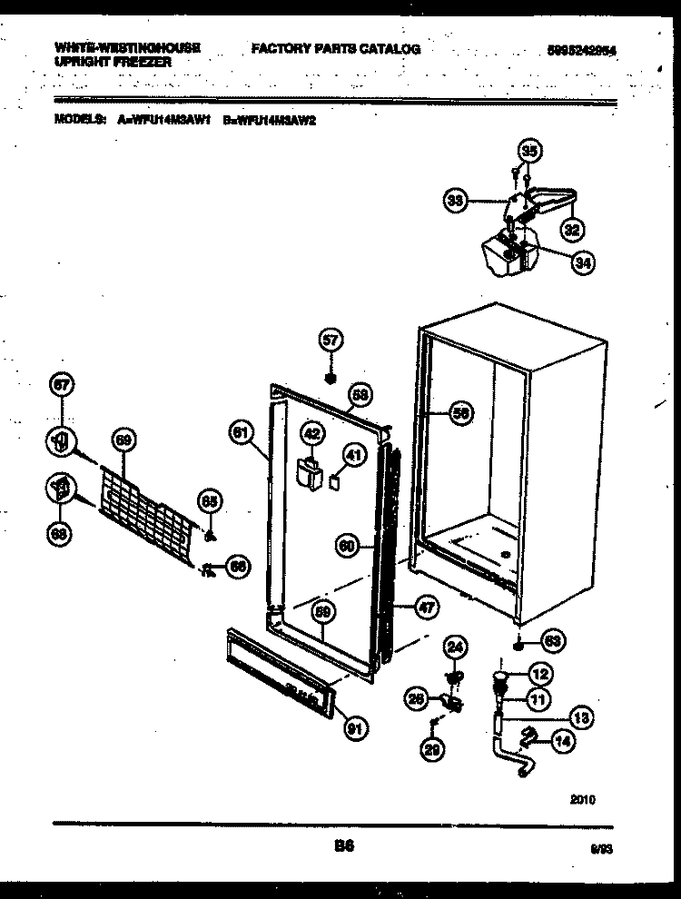 CABINET PARTS Diagram and Parts List for WFU14M3AW1  Frigidaire Freezer