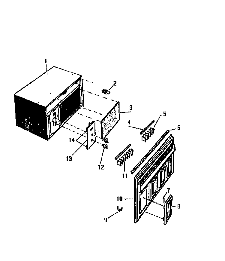 CABINET, FRONT, WRAPPER Diagram and Parts List for AC065J7A1  Frigidaire Air Conditioner
