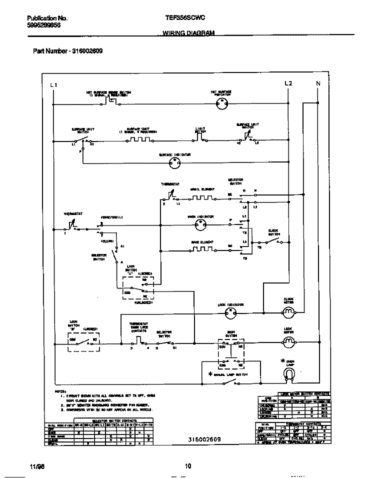 WIRING DIAGRAM Diagram and Parts List for TEF356SCWC  Tappan Range