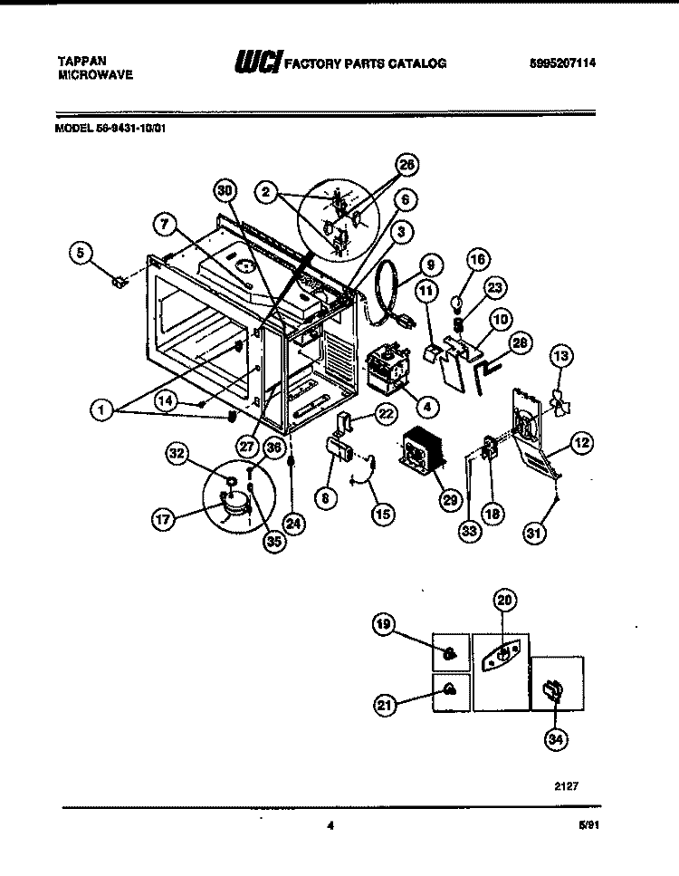 FUNCTIONAL PARTS Diagram and Parts List for 56-9431-10-01  Tappan Microwave