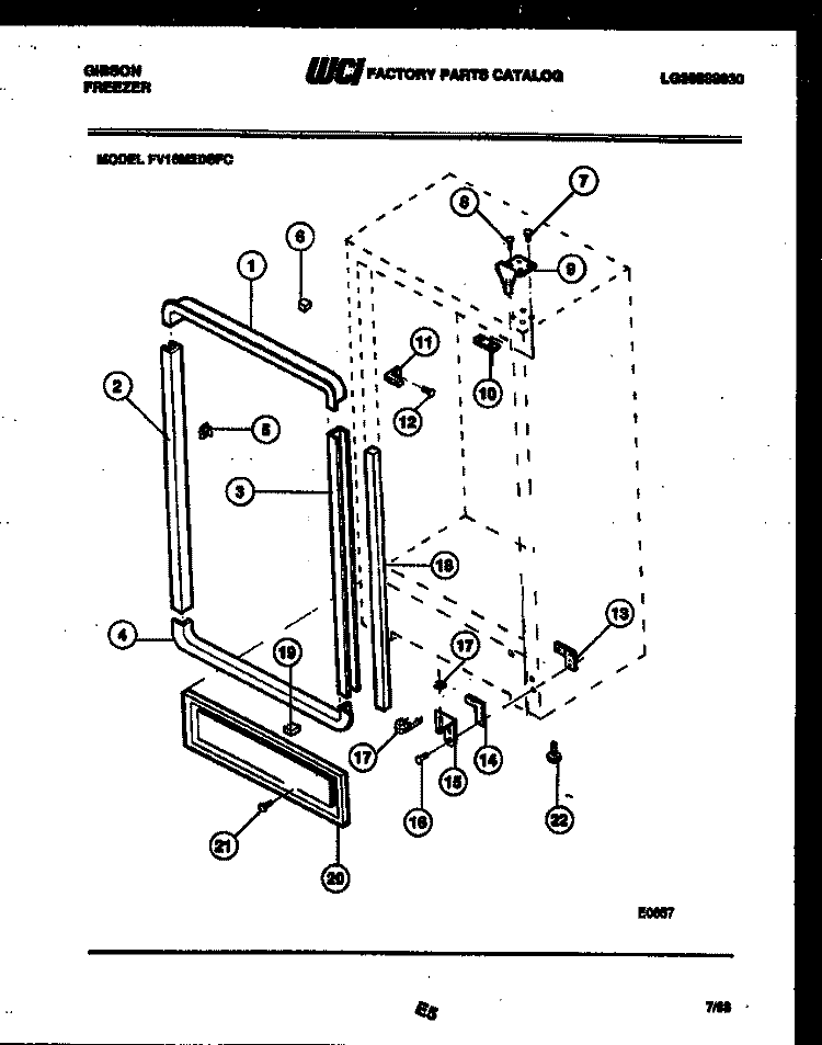 CABINET PARTS Diagram and Parts List for FV16M2DSFC  Gibson Freezer