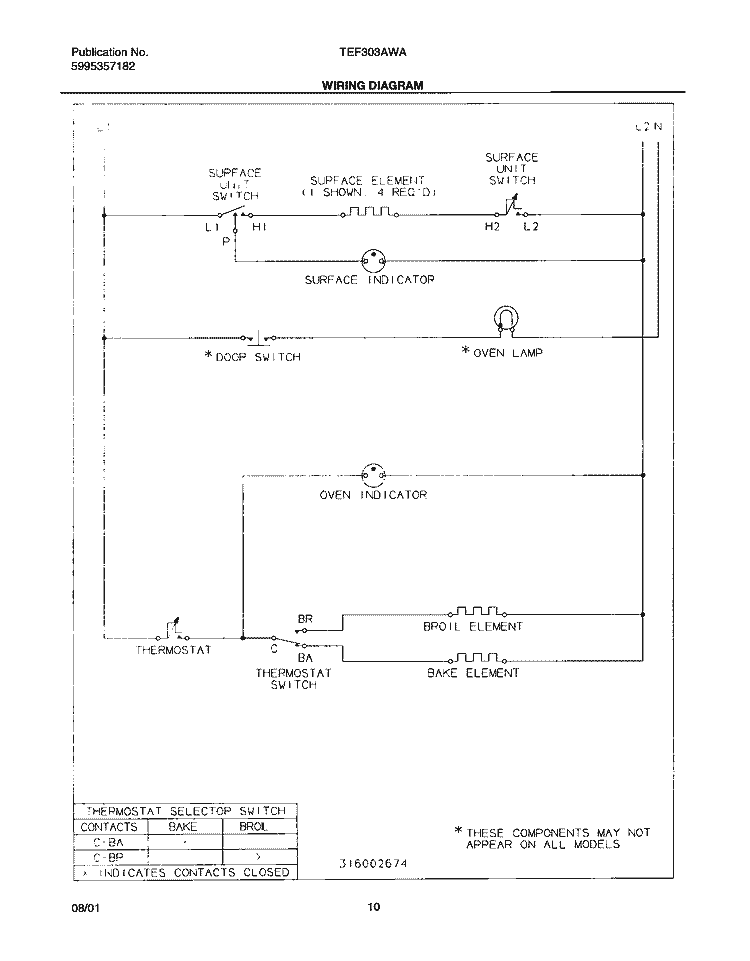 WIRING DIAGRAM Diagram and Parts List for TEF303AWA  Tappan Range
