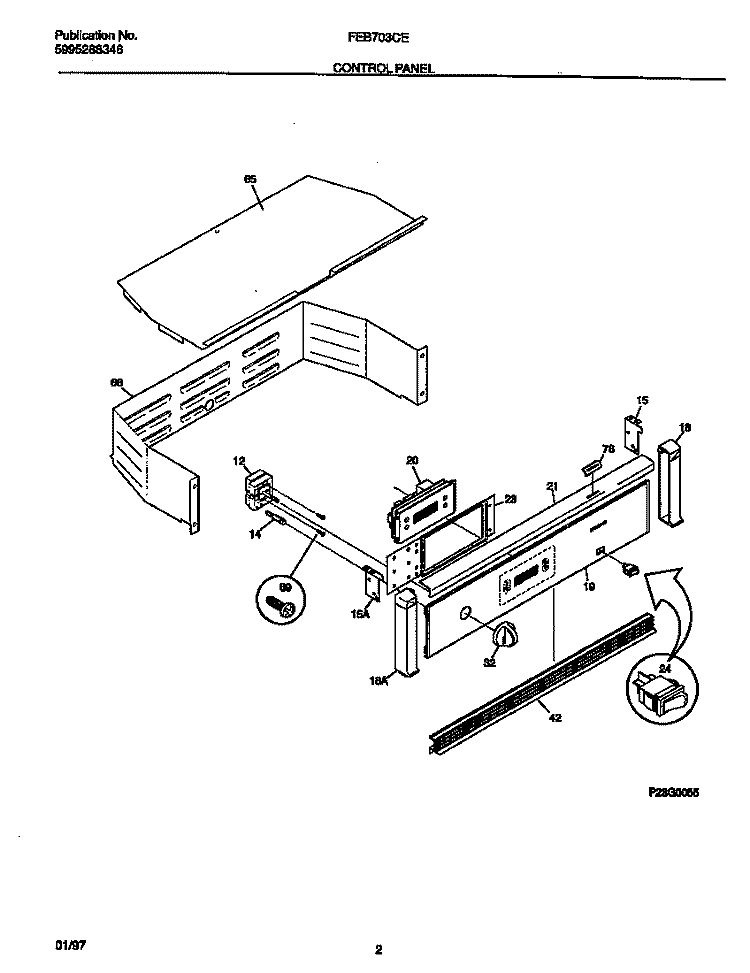 CONTROL PANEL Diagram and Parts List for FEB703CEBB  Frigidaire Wall Oven