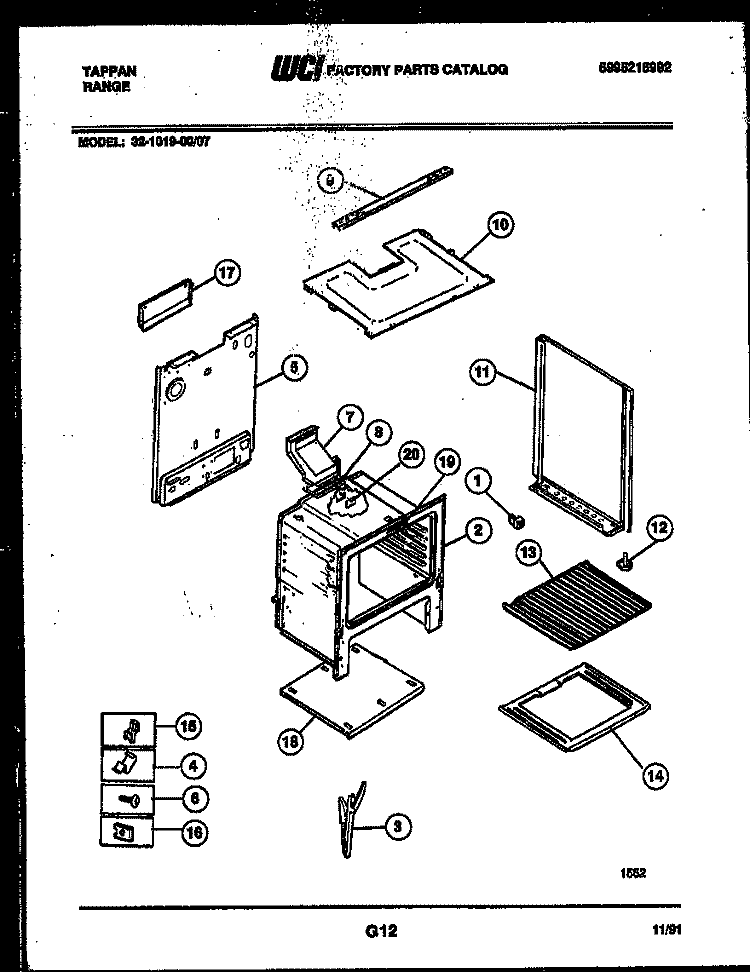 BODY PARTS Diagram and Parts List for 32-1019-00-07  Tappan Range
