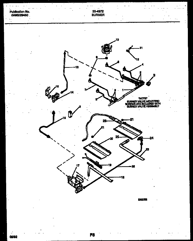 BURNER PARTS Diagram and Parts List for 30-4972-23-01  Tappan Range