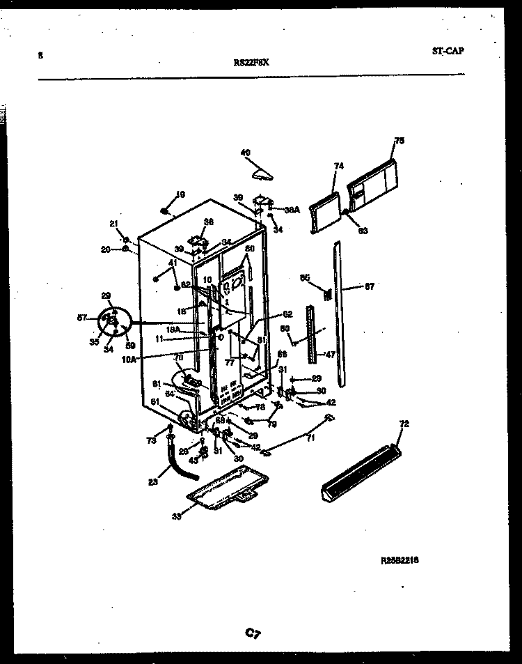CABINET PARTS Diagram and Parts List for RS22F8DX1C  Gibson Refrigerator
