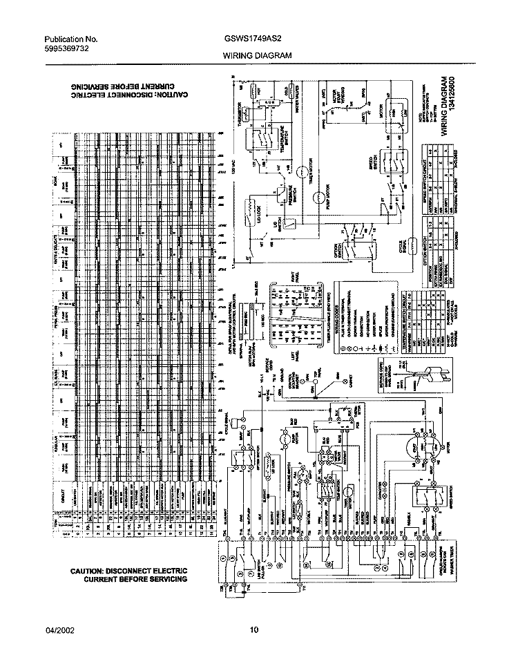 134125600 WIRING DIAGRAM Diagram and Parts List for GSWS1749AS2  Frigidaire Washer